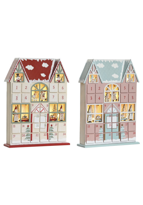 CALENDARIO ADVIENTO LED MADERA 26X7X34,5 2 SURT.