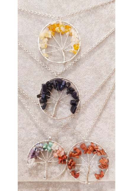 Collar Árbol de la vida con cadena plateada 