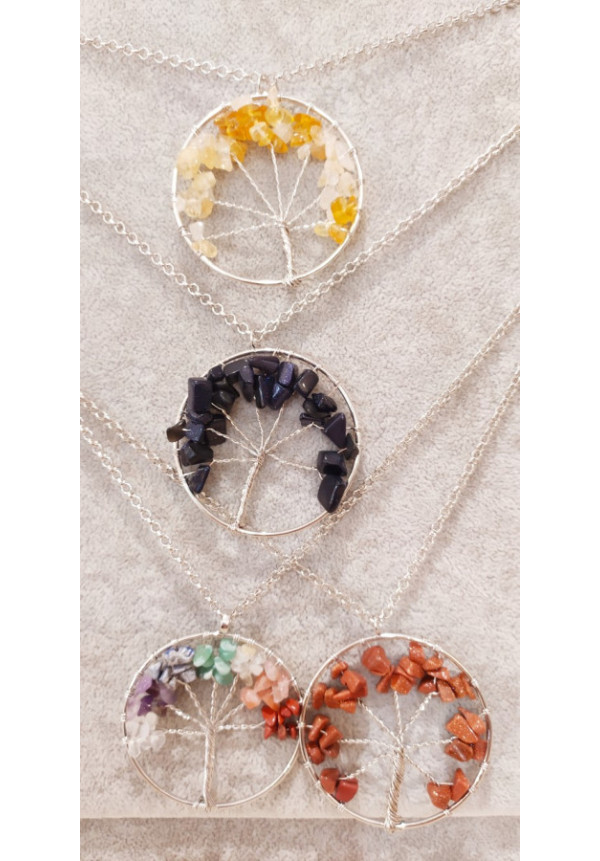 Collar Árbol de la vida con cadena plateada 