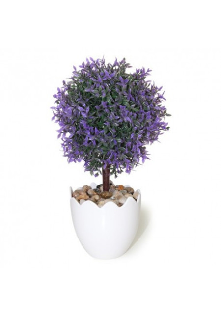 Arbolito artificial hojas lanceolada color lavanda 