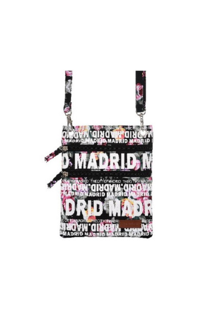 Bolso Pasaporte Asa Madrid flores negro