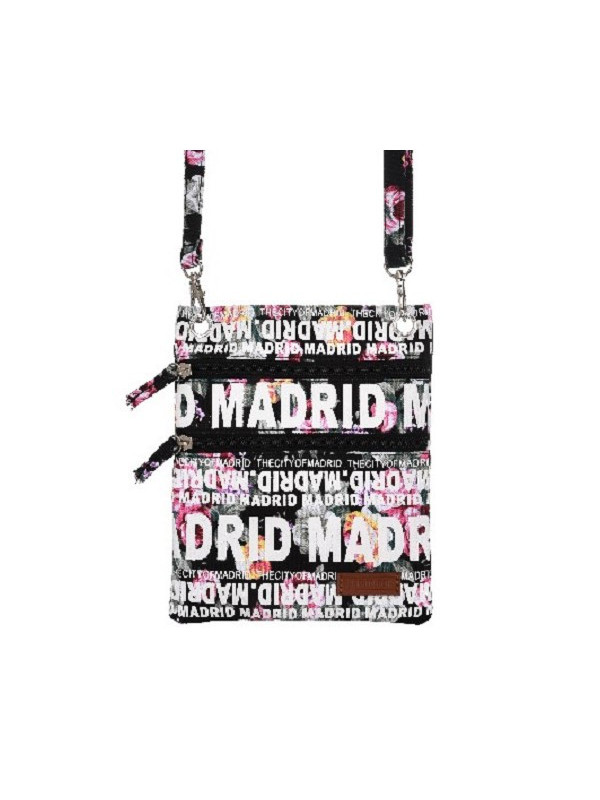Bolso Pasaporte Asa Madrid flores negro