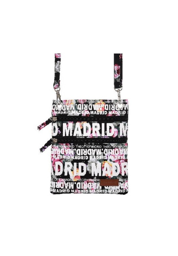 Bolso Pasaporte Asa Madrid flores negro