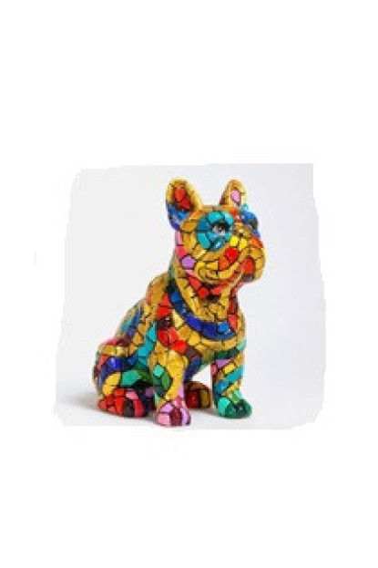 Figura decorativa de bulldog 2J, Pintada a mano pieza de Barcino Design.