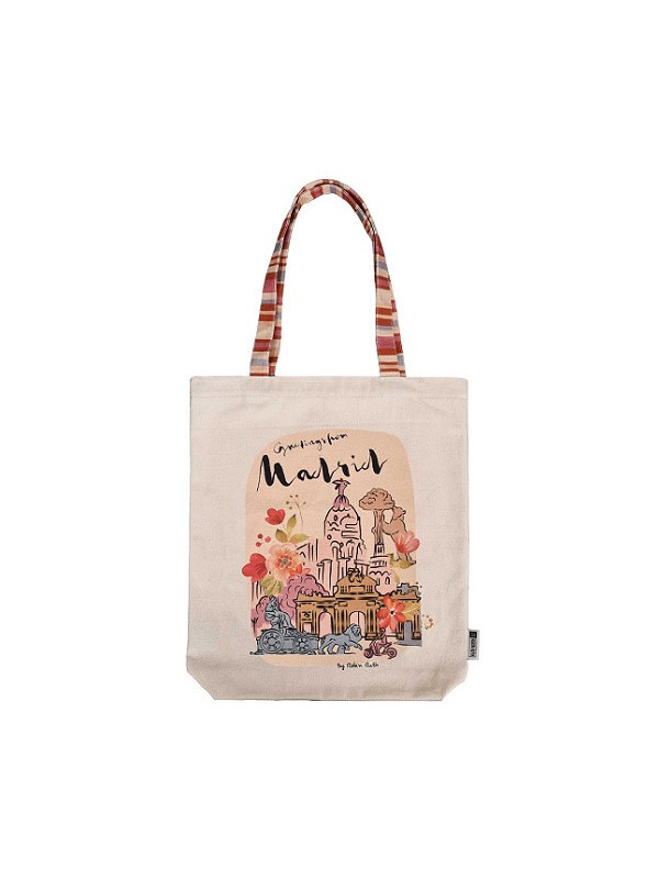 Tote bag Madrid beige-rojo