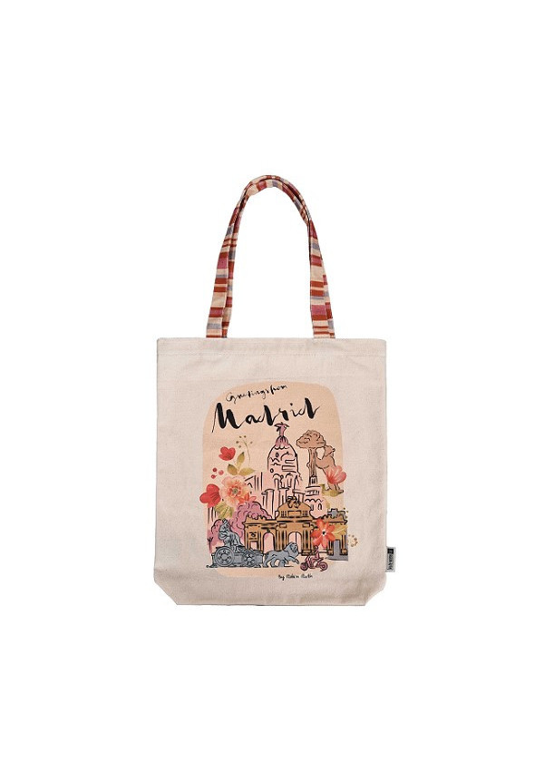 Tote bag Madrid beige-rojo