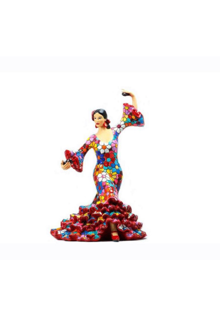 Figura Flamenca vestido de mosaico con flores Figura Flamenca vestido de mosaico con flores