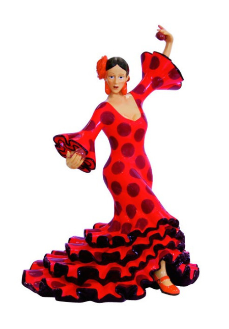 Figura Flamenca Vestido Negro con Lunares Rojos. 