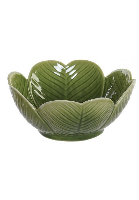 CENTRO MESA PORCELANA 18X8,5 CM HOJAS VERDE