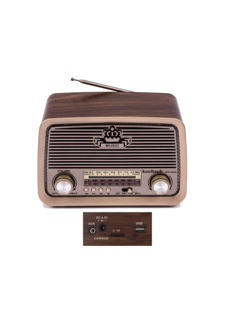 RADIO RETRO MARRON DIAL ANALÓGICO INDIE 19X15X10CM