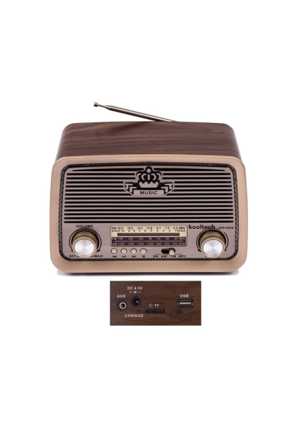 RADIO RETRO MARRON DIAL ANALÓGICO INDIE 19X15X10CM