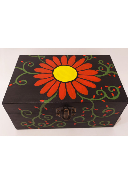 Caja de Madera  Pintura Hecha a Mano. 16x10x7,5 cm