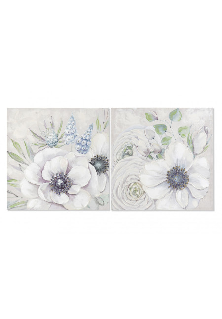 CUADRO LIENZO MADERA 60X3X60 FLORES 2 SURT.