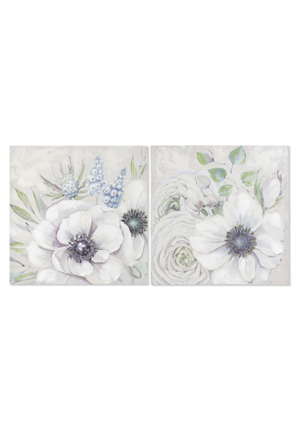 CUADRO LIENZO MADERA 60X3X60 FLORES 2 SURT.