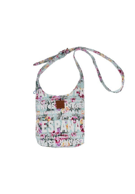 Bolso Saco pequeño España flores celeste