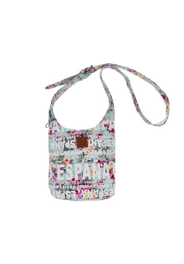 Bolso Saco pequeño España flores celeste