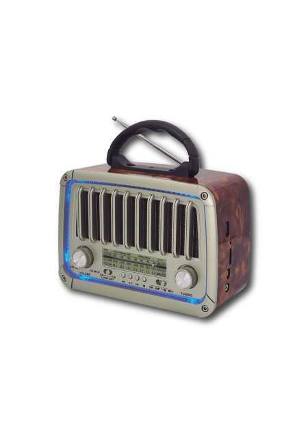 RADIO VINTAGE CON ASA COLOR MADERA3 BANDAS AM/FM/SW