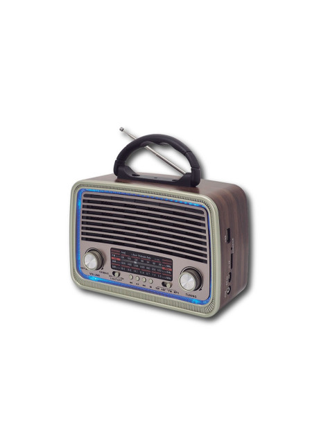 RADIO VINTAGE CON ASA COLOR MADERA3 BANDAS AM/FM/SW