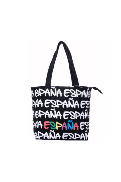 Bolso 25x25 España negro-blanco letras mc