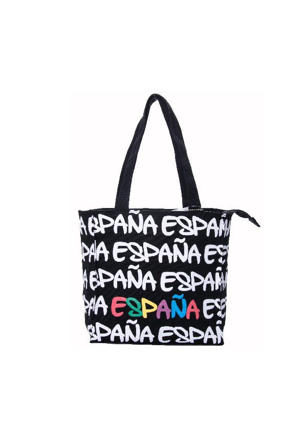 Bolso 25x25 España negro-blanco letras mc