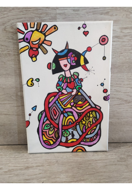 Cuadro en lienzo pintado a mano " Menina " 20x30 cm. Pintura Acrílica.