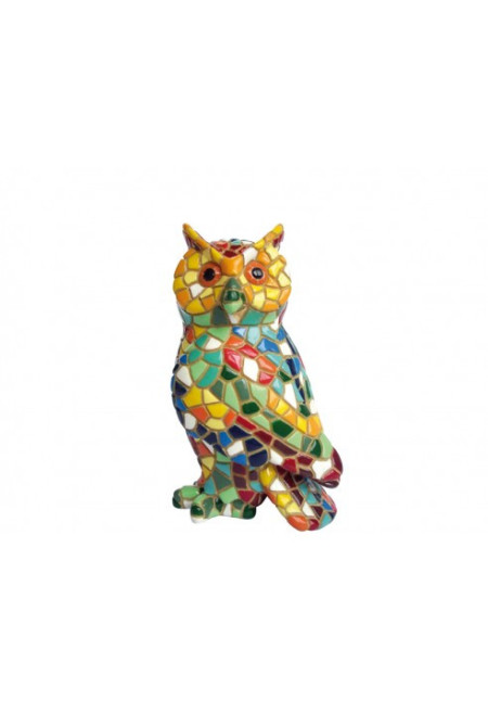 Figura de un búho Trencadis,  pintada a mano 10cm. Barcino