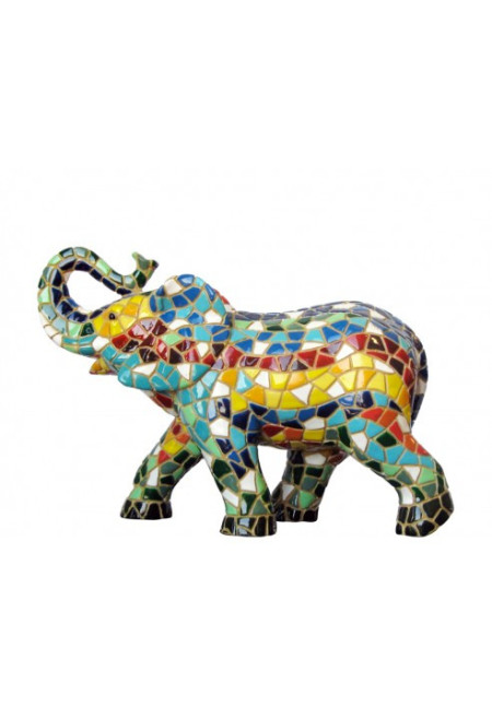 Figura Elefante multicolor en Mosaico, 9cm. Barcino