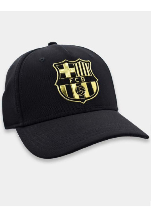 Gorra negra FC Barcelona con escudo dorado adulto