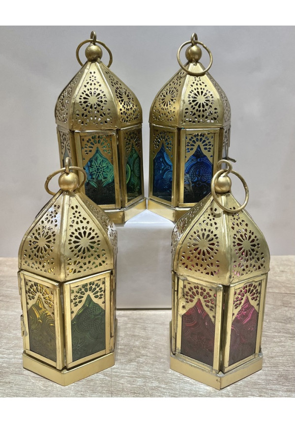 Candil hecho de metal y cristal en color dorado, modelo Indore 15cm  