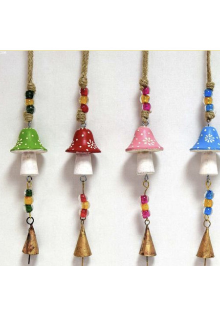 Tira de campana de metal con cristales y champiñón 30cm