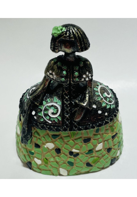 FIGURA MENINA MOSAICO VERDE 9CM