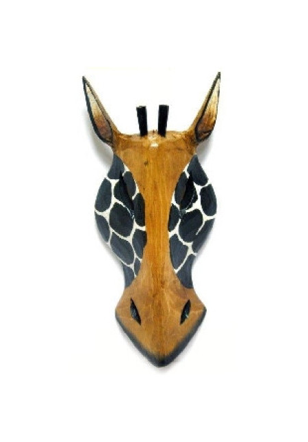 Mascara de Madera Jirafa,  Hecha a mano 20 cm 
