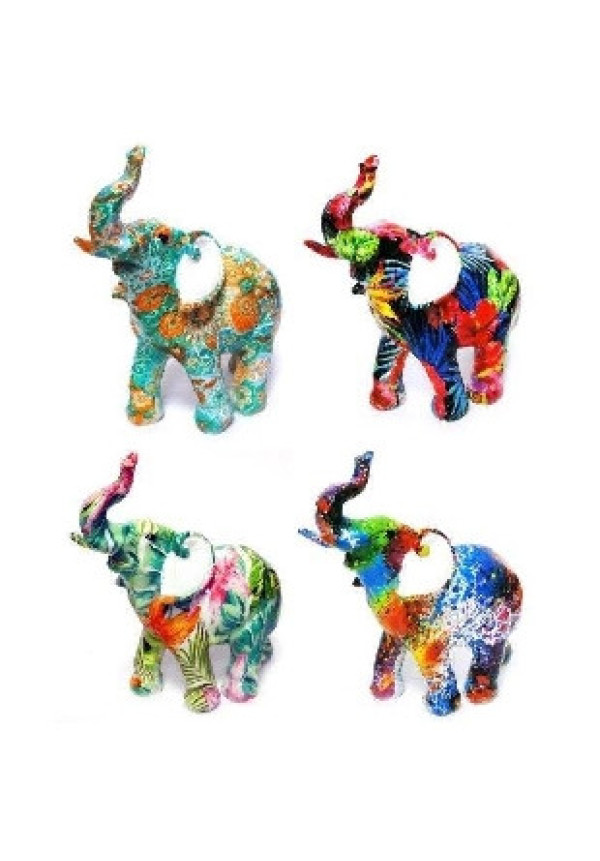 Figura Elefante en Resina 10x10cm, 4 colores diferentes