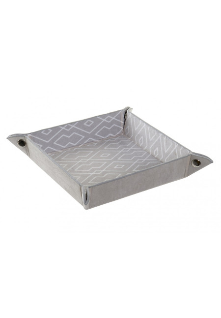 BANDEJA VACIABOLSILLOS TELA FLOCADO 17X17X4 GRIS