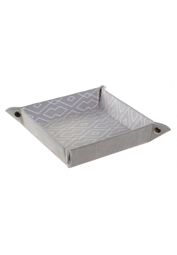 BANDEJA VACIABOLSILLOS TELA FLOCADO 17X17X4 GRIS