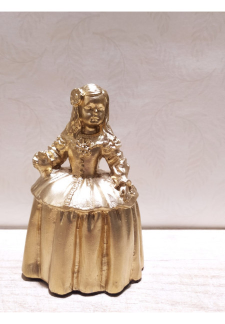 Figura ¨Menina¨ Margarita en Escayola, pintura acrílica Oro,  Hecho a Mano. 11 x 7.5 x 7 cm.