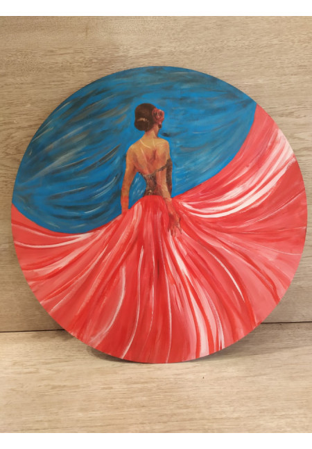 Cuadro de Madera Circular en Pintura Acrílica  40 cm. Hecho a mano 