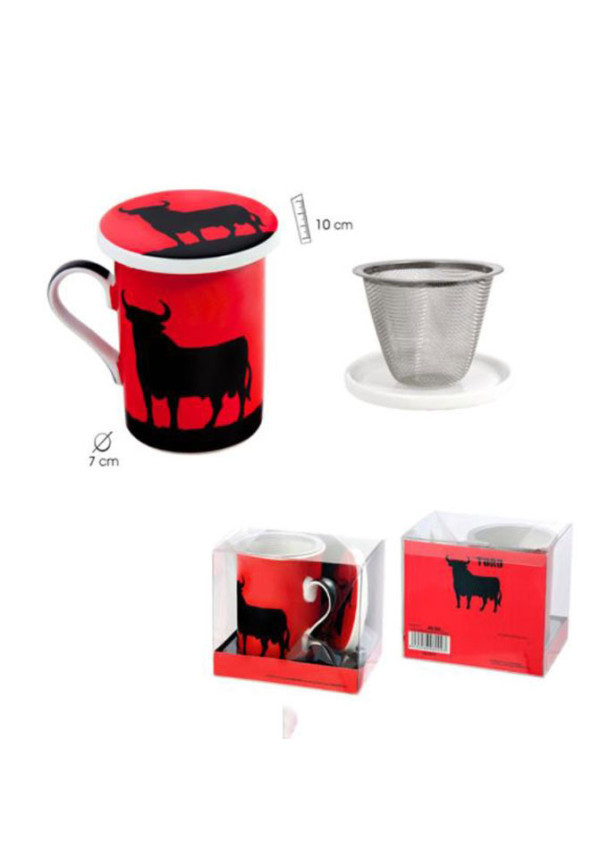 Set Mug con Filtro Metálico y Tapa. Toro Negro de Osborne