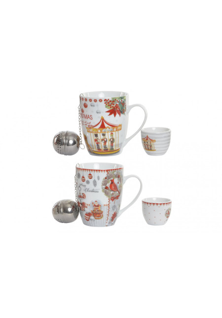 MUG INFUSIONES PORCELANA INOX NAVIDAD