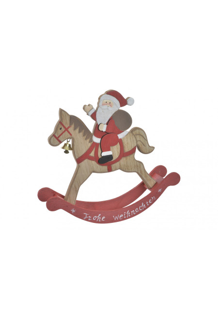 Figura de Madera Caballito Papa Noel 20x5x22 cm
