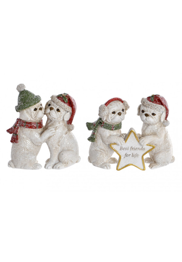 FIGURA RESINA 8,5X4,5X10 PERROS 2 SURT.