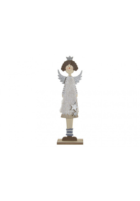 FIGURA MADERA POLIESTER ANGEL GRIS