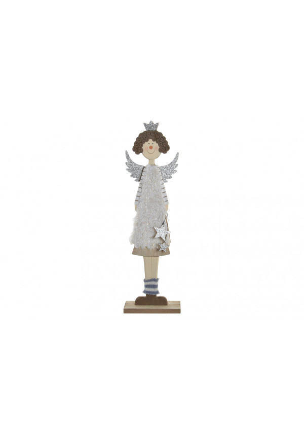 FIGURA MADERA POLIESTER ANGEL GRIS