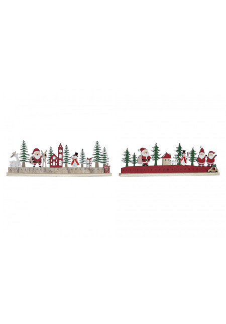 CALENDARIO ADVIENTO MADERA  PAPA NOEL 40X3X13