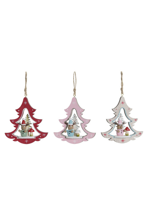 DECORACION COLGANTE MADERA 17X11X32 ARBOL 3 SURT.