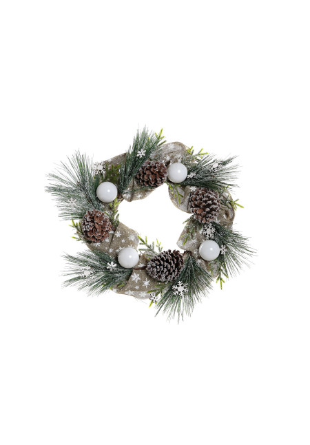 CORONA PVC PINAS 50X14X50 COPOS DE NIEVE VERDE