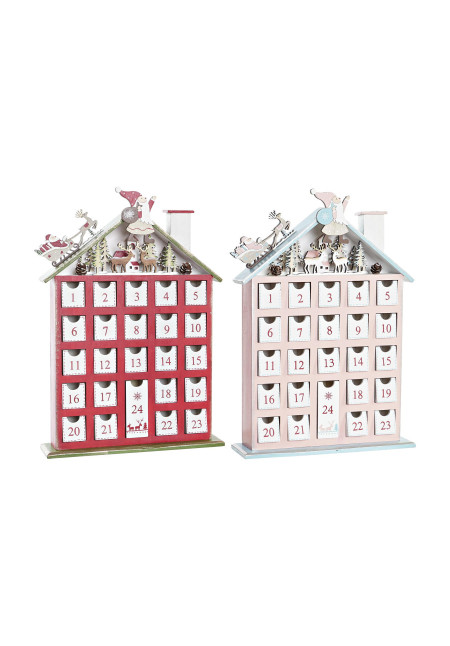 CALENDARIO ADVIENTO MADERA 27X7X40 CASA 