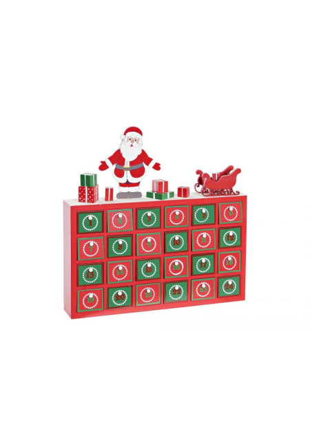 CALENDARIO ADVIENTO MDF 30X4X30 SANTA VERDE