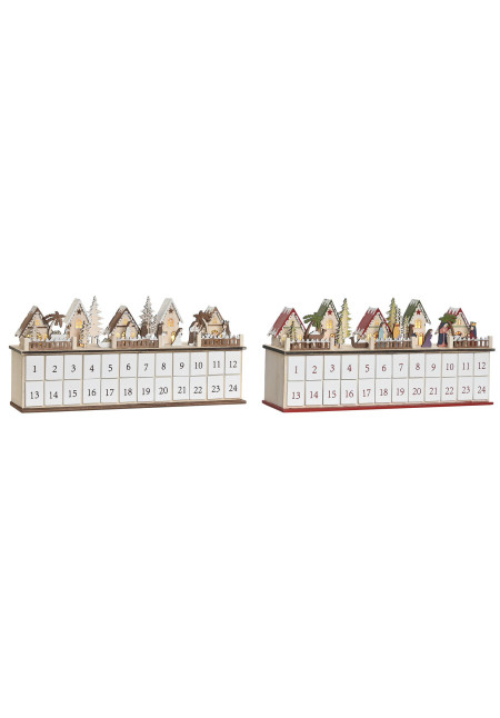 CALENDARIO ADVIENTO LED MADERA 45X11X23 2 SURT.	