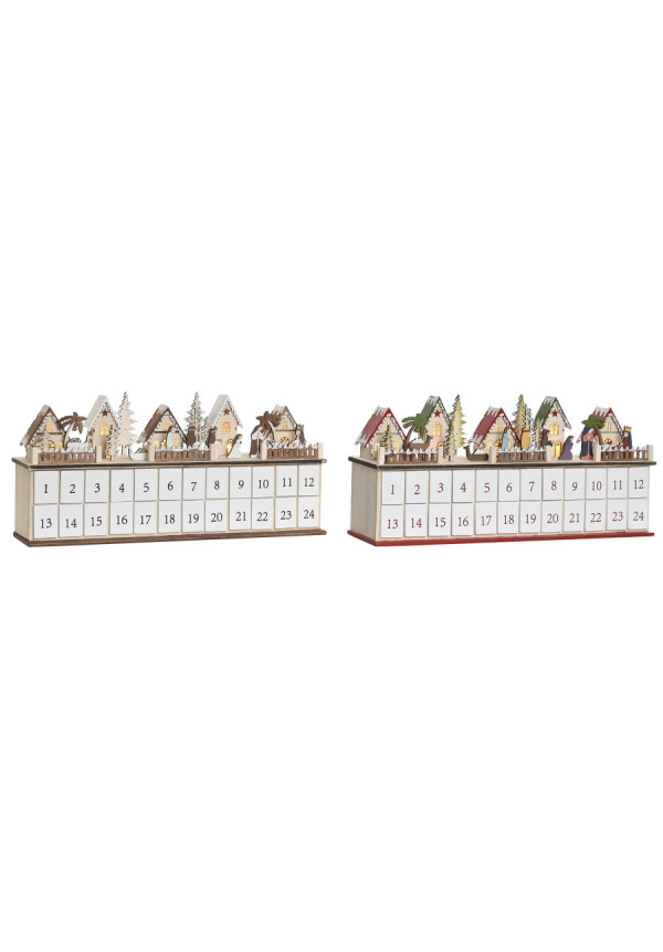 CALENDARIO ADVIENTO LED MADERA 45X11X23 2 SURT.	